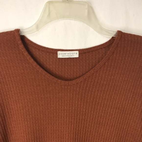 Paper Crane Women’s Pullover Top M Rust color with Peplum Long Sleeves Soft Boho - Picture 3 of 10